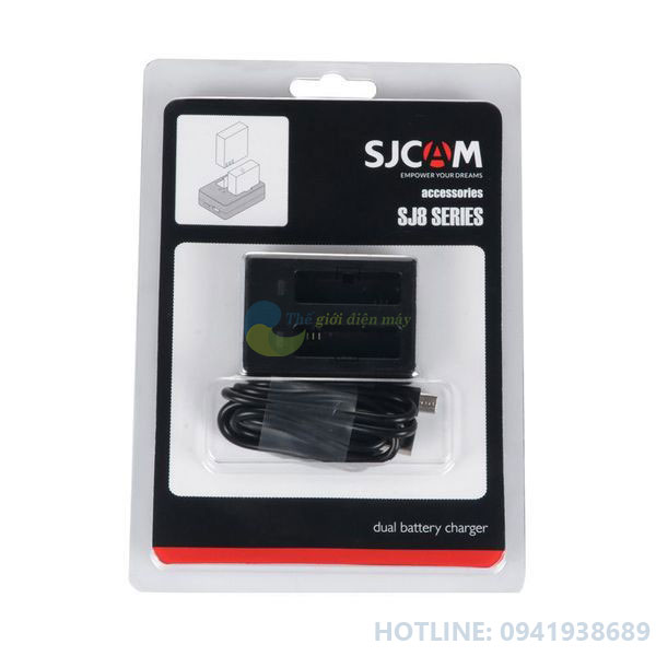 Combo 1 dock sạc đôi và 2 pin zin cho camera hành trình SJCAM SJ8