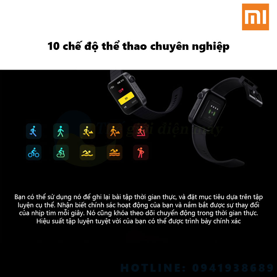 Đồng hồ thông minh Xiaomi Mi Watch sử dụng chip Qualcomm Snapdragon Wear 3100 Platform - Bảo hành 12 tháng