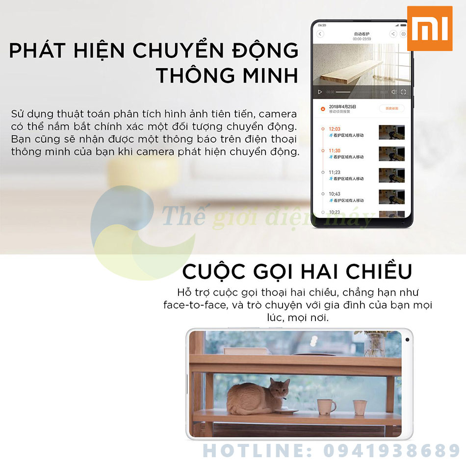 [Bản quốc tế] Camera giám sát Xiaomi xoay 360 độ IP fullHD 1080P Xiaomi Mi Home Security 360 độ 1080P- Phân phối bởi Digiworld - Bảo hành 12 tháng - shop Thế giới điện máy