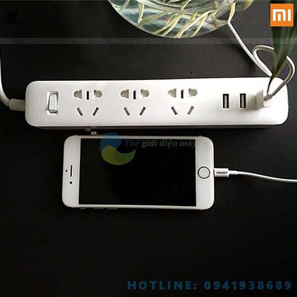 Ổ cắm điện kéo dài Xiaomi Power Strip tích hợp 3 cổng sạc USB và 3 ổ cắm - Bảo hành 6 tháng - Shop Thế giới điện máy