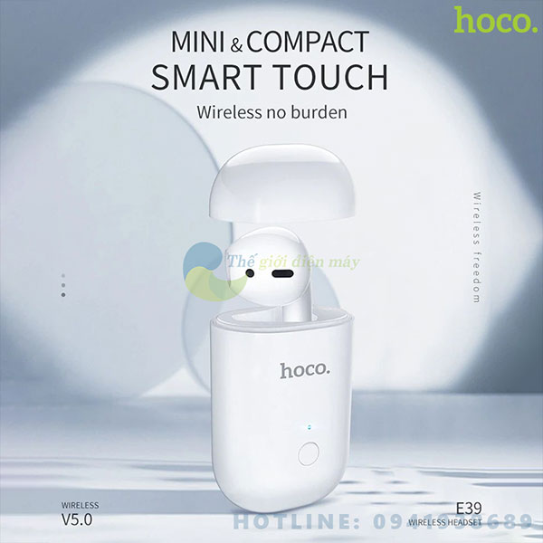 Tai nghe Bluetooth nhét tai Hoco E39 admire sound single V5.0 (trắng) - Bảo hành 12 tháng - Shop Thế giới điện máy