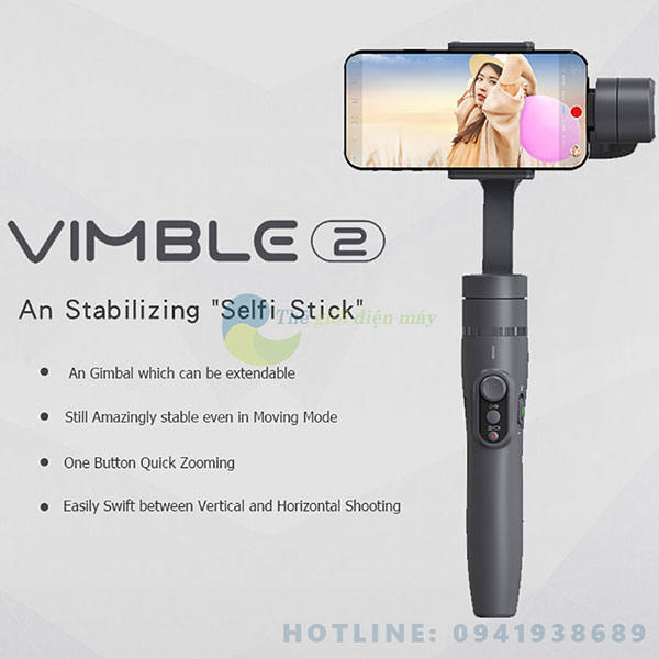 Tay cầm chống rung Gimbal Feiyu Vimble 2 chống rung điện thoại, camera hành trình nhỏ gọn full phụ kiện