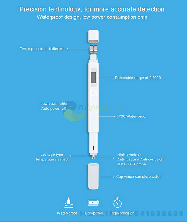 Xiaomi TDS bút kiểm tra chất lượng nước đo nồng độ dung dịch thủy canh đo độ đục của nước xiaomi TDS - Bảo hành 6 tháng - shop thế giới điện máy