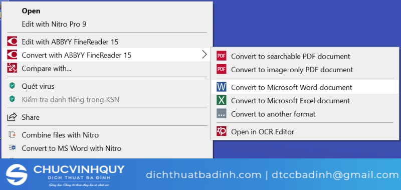 chức năng chuyển từ file PDF sang file Word, Excel …