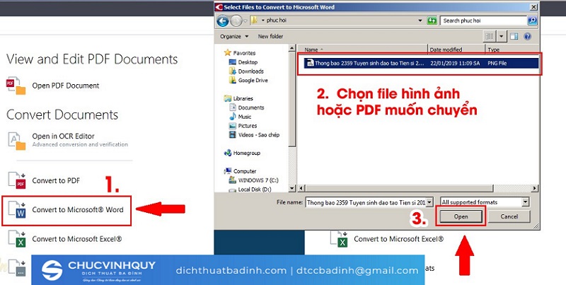 chức năng chuyển file ảnh thành file Word, Excel …