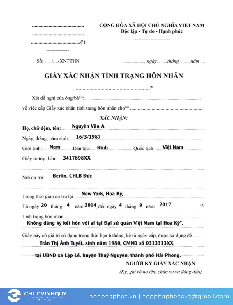 Giấy xác nhận độc thân