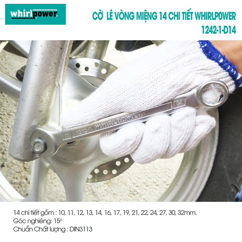 Hình ảnh bộ cờ lê vòng miệng 14 chi tiết đủ size từ 10mm đến 32mm