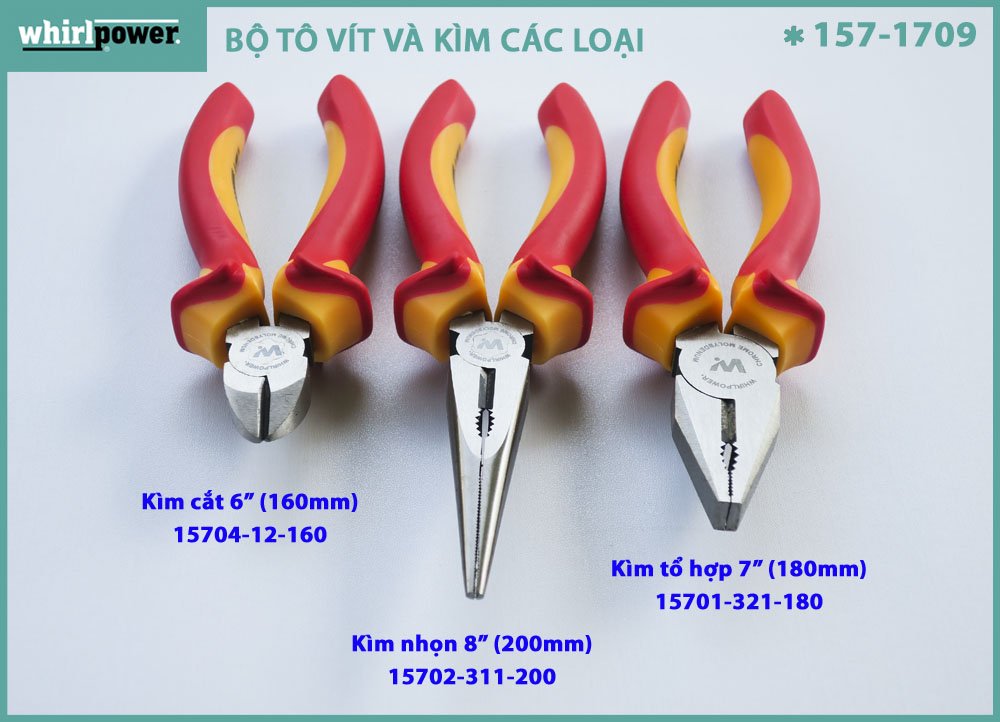 BỘ TÔ VÍT VÀ KÌM CÁC LOẠI WHIRLPOWER 157-1709