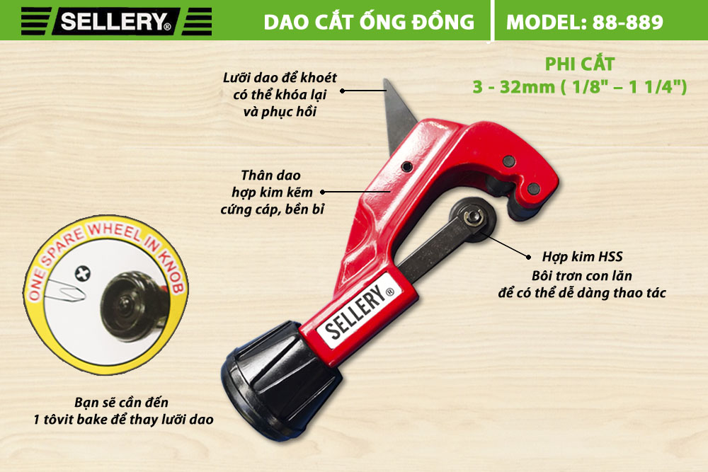 DAO CẮT ỐNG ĐỒNG 3 - 32MM SELLERY 88-889