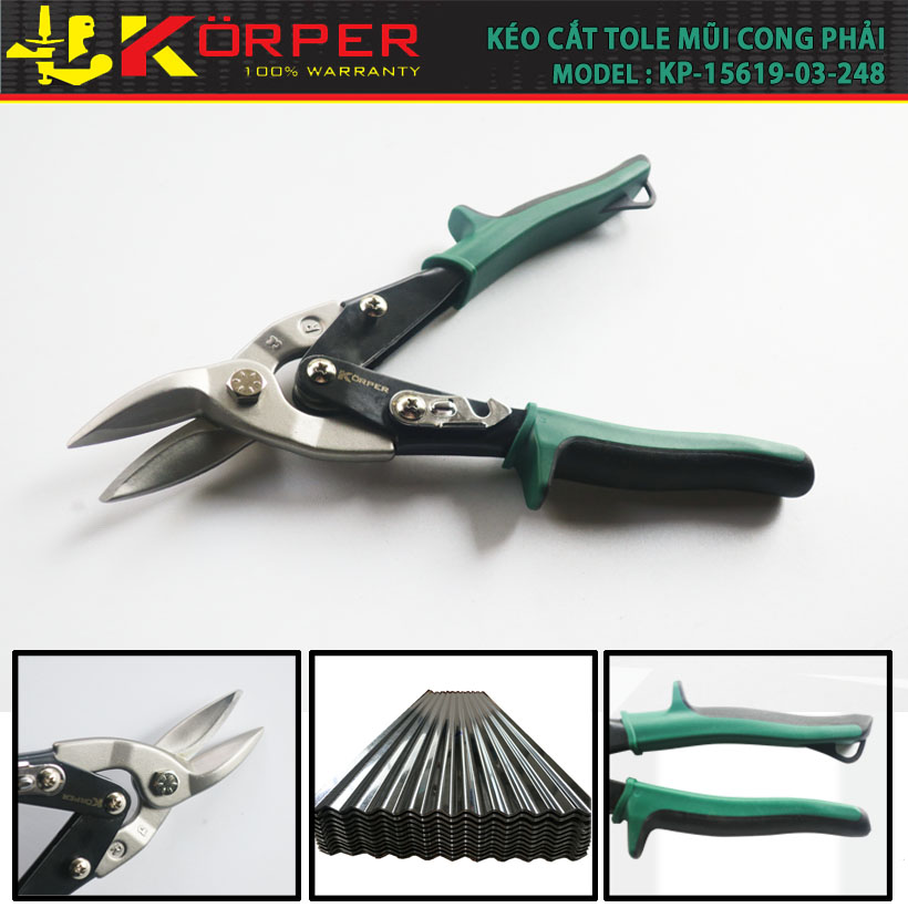 KP-15619-02-250  Kéo cắt tôn mũi thẳng
