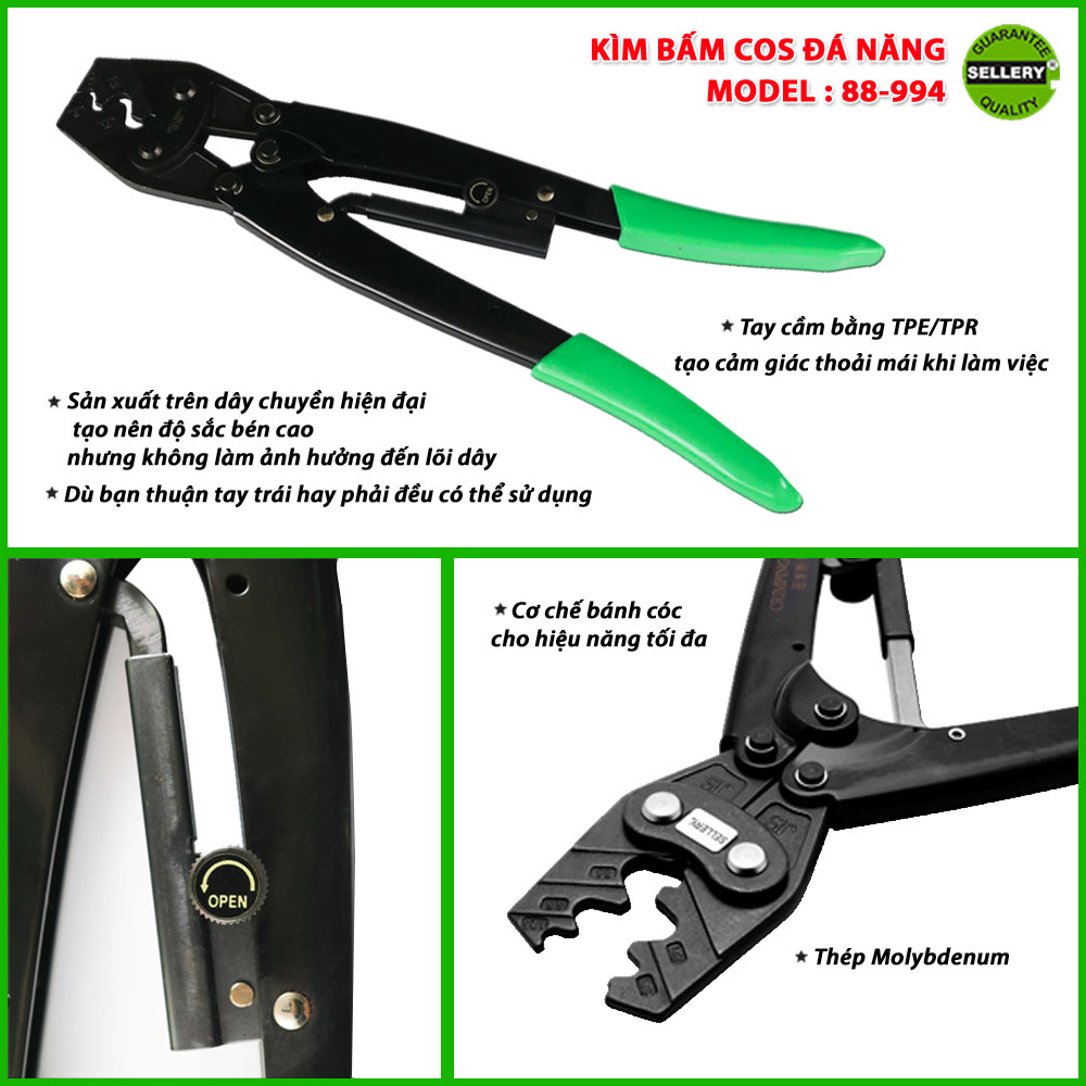 Đánh giá lợi thế khi sử dụng kìm bấm cos đa năng Sellery 88-994