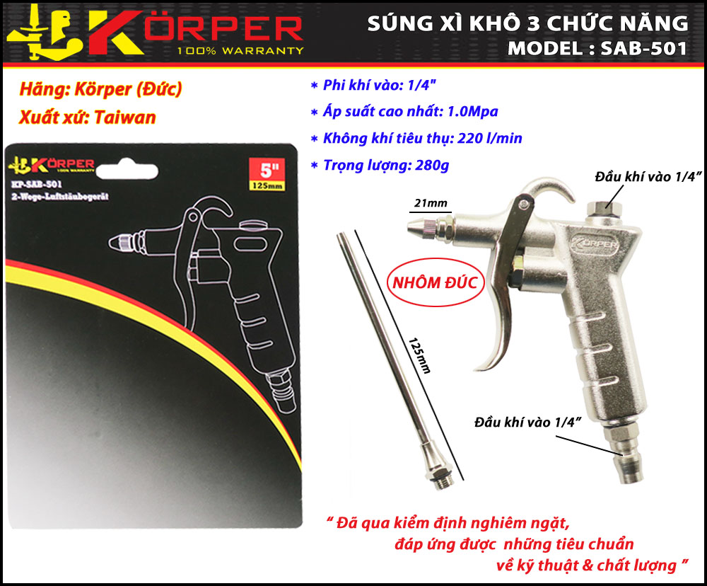 SÚNG XÌ KHÔ 3 CHỨC NĂNG KORPER KP-SAB-501