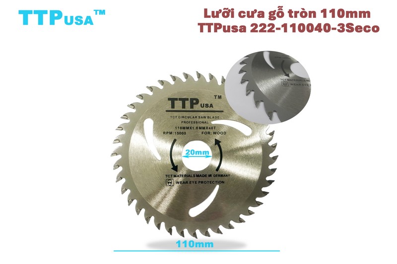 Lưỡi cưa gỗ tròn 110mm 40 răng TTPusa 222-110040-3Seco