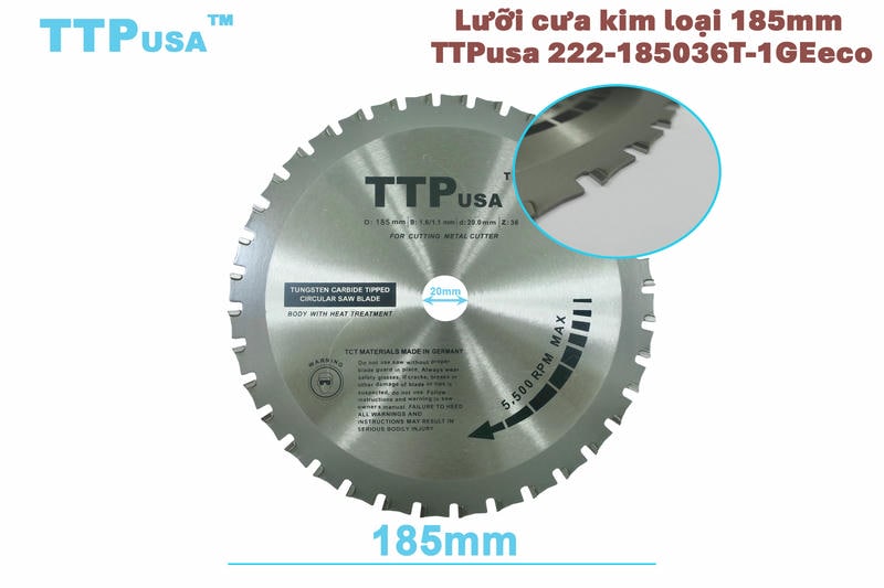 Lưỡi cắt kim loại 185mm-36T TTPusa 222-185036T-4GEeco
