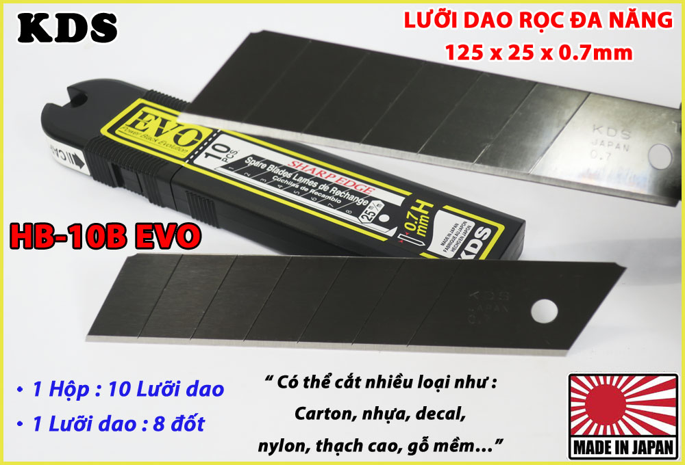 LƯỠI DAO CÓ ĐỐT 25MM X 0.7MM KDS HB-10BEVO (ĐEN)