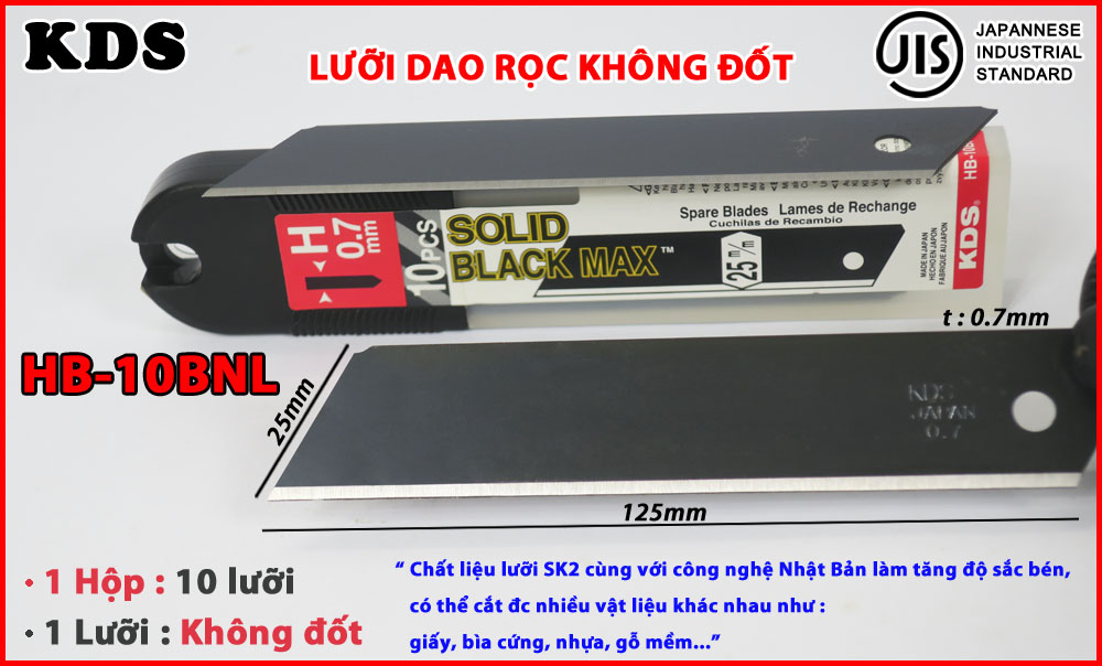 LƯỠI DAO KHÔNG ĐỐT 25MM KDS HB-10BNL