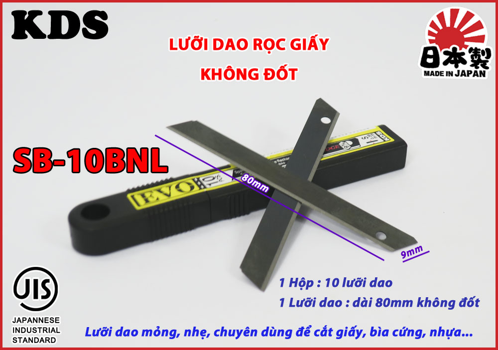 LƯỠI DAO KHÔNG ĐỐT BẢN 9MM KDS SB-10BNL