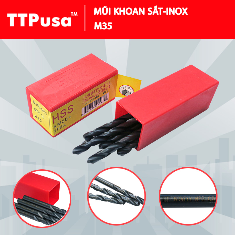 Mũi khoan Sắt- Inox HSS M35 TTPusa