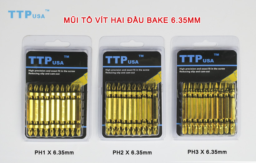 Mũi tô vít 2 đầu bake 1/4" TTPusa ( màu vàng)