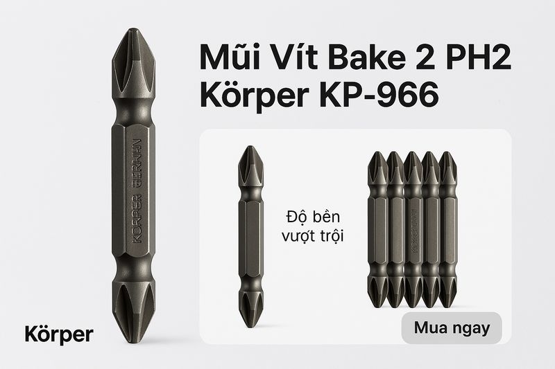 Mũi Vít Bake 2 Đầu PH2 Korper KP-966
