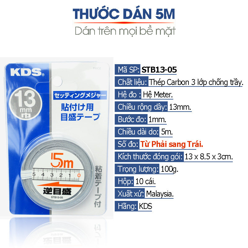 Thước dán 5m KDS STB13-05BP