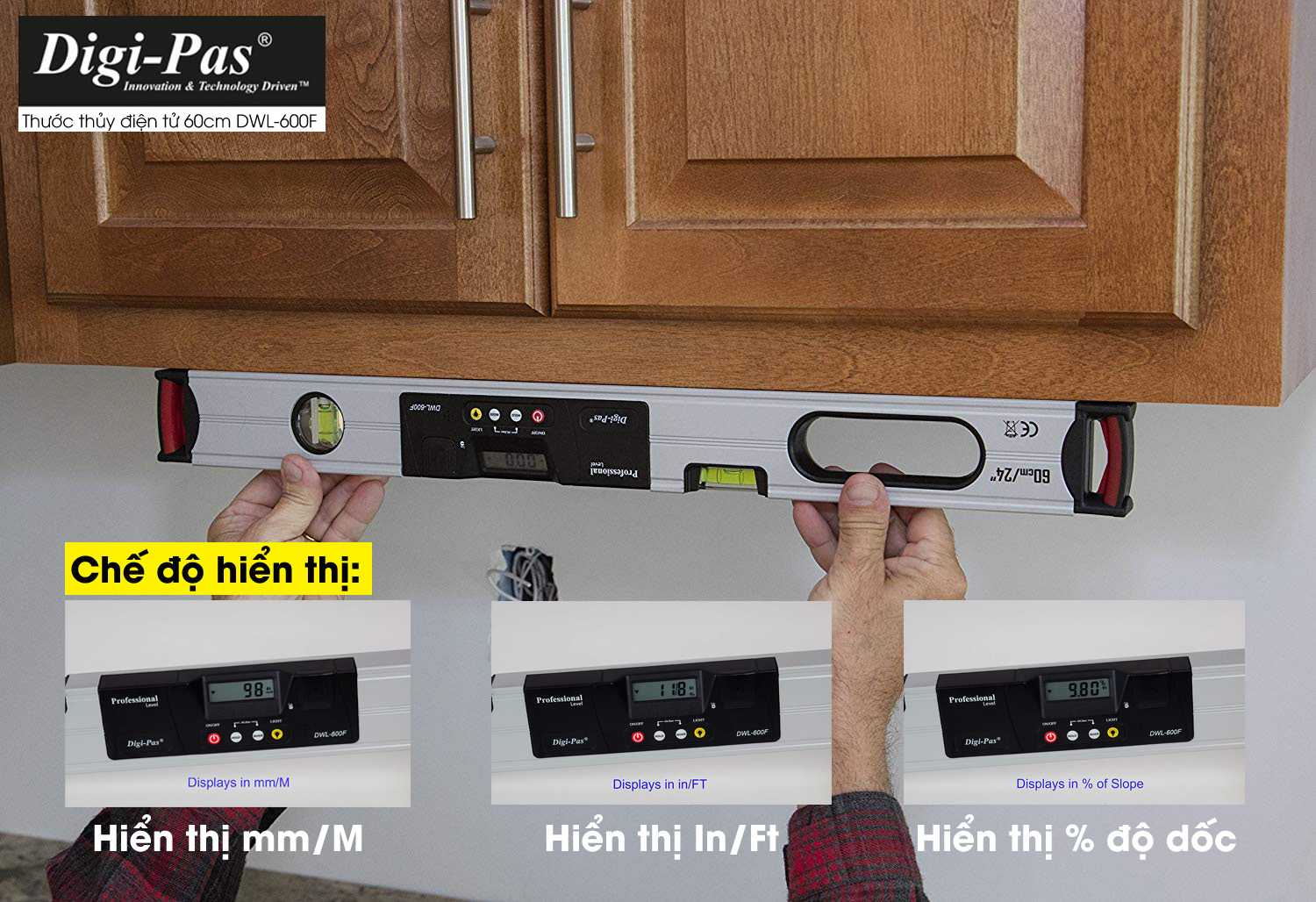 thước thủy điện tử 60cm Digiapas DWL-600F