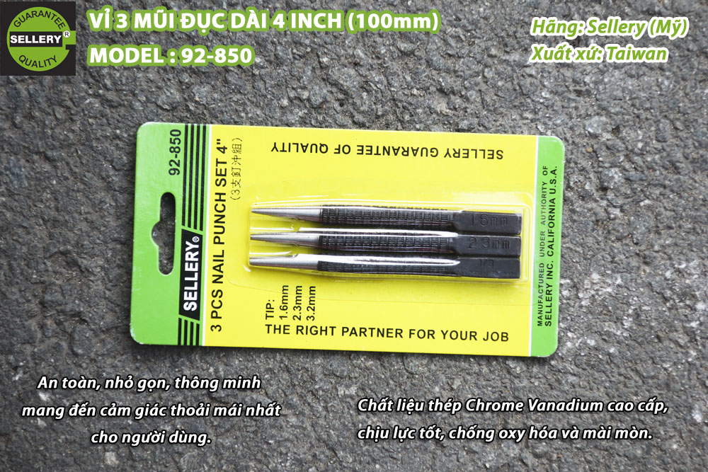 MŨI ĐỤC DÀI 4" (100MM) SELLERY 92-850