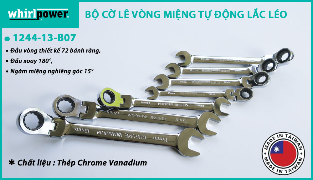 Bộ cờ lê vòng miệng tự động lắc léo 7 chi tiết thông dụng