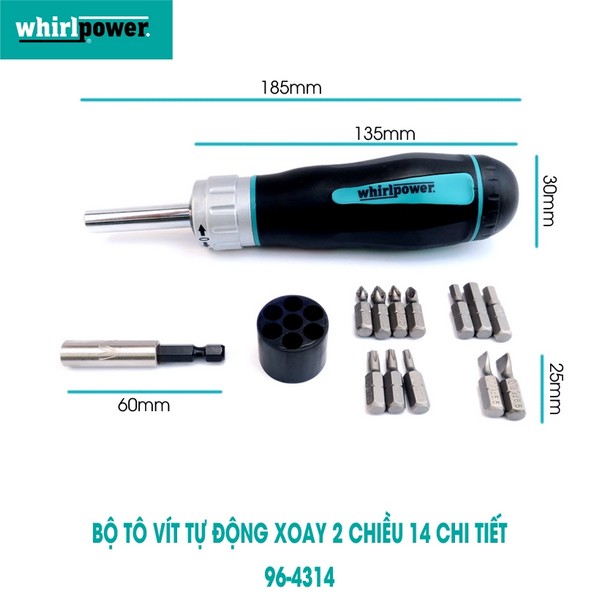 Bộ Tô Vít Tự Động Xoay 2 Chiều 14 Chi Tiết Whirlpower 96-4314 chính hãng
