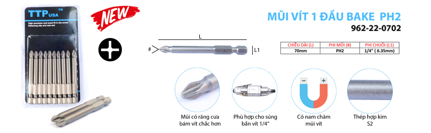 Mũi vít Ph2 x 70mm TTPusa