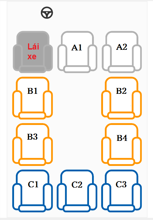 Sơ đồ ghế Limousine 9 chỗ Hà Nội Sapa