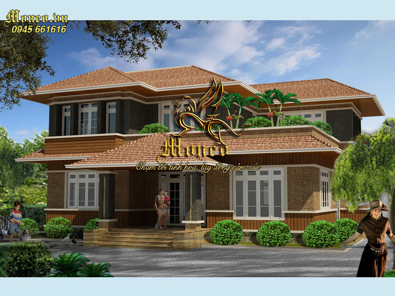 mẫu biệt thự 2 tầng mái thái hiện đại