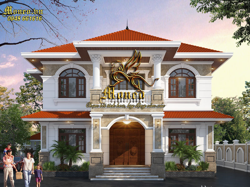 mặt tiền Biệt thự 2 tầng phong cách châu âu