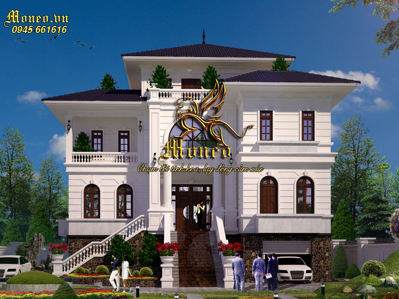 biệt thự 3 tầng mái thái 150m2 có gác lửng