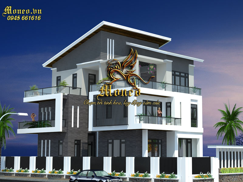 biệt thự hiện đại mái lệch