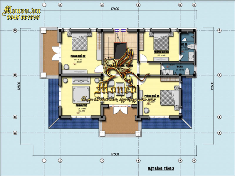 mặt bằng biệt thự vườn 2 tầng tân cổ điển