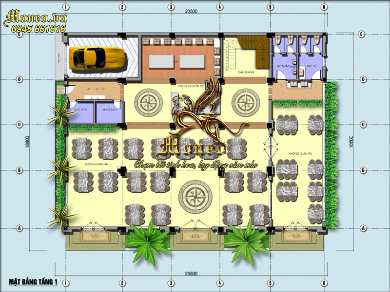 bản vẽ thiết kế mặt bằng nhà hàng tân cổ điển