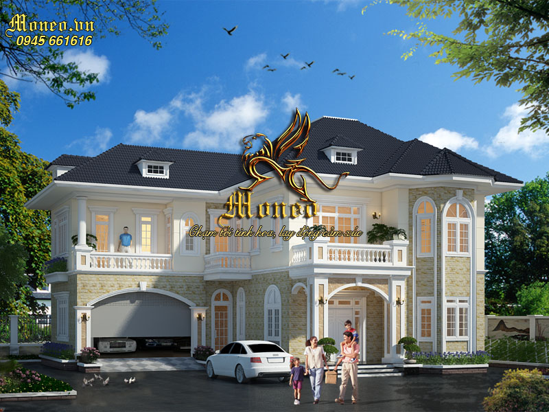 mẫu biệt thự nhà vườn phong cách châu âu 2 tầng