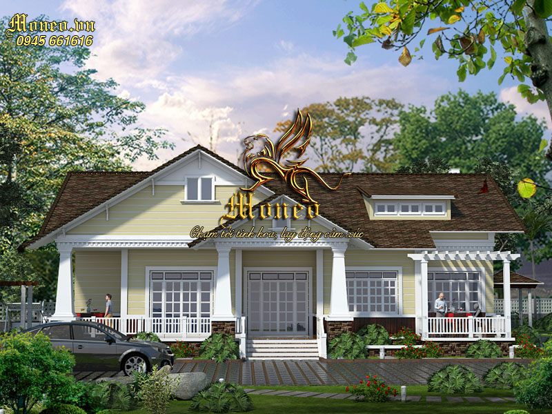 Mẫu biệt thự tân cổ điển 1 tầng 200m2