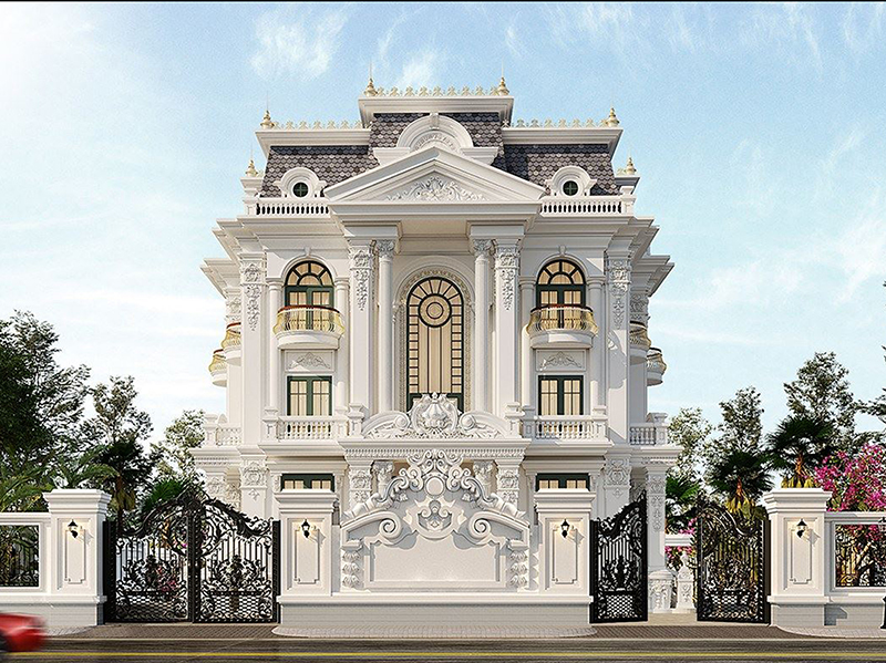 thi công biệt thự tân cổ điển đẹp 3 tầng