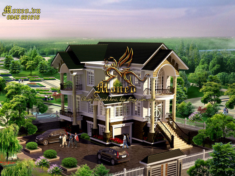Hình ảnh mẫu biệt thự tân cổ điển 3 tầng mái thái