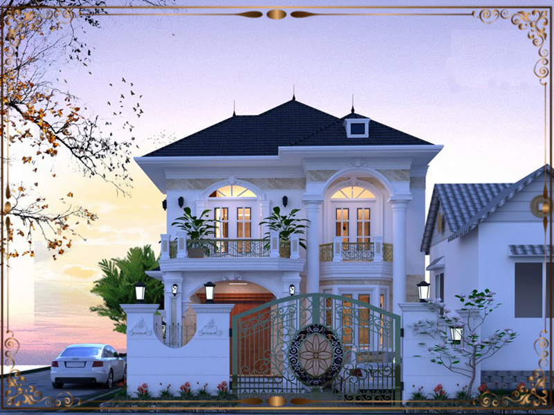 thiết kế biệt thự 2 tầng tân cổ điển đẹp