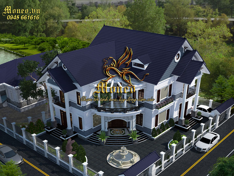kiến trúc mẫu nhà 2 tầng mái thái tân cổ điển