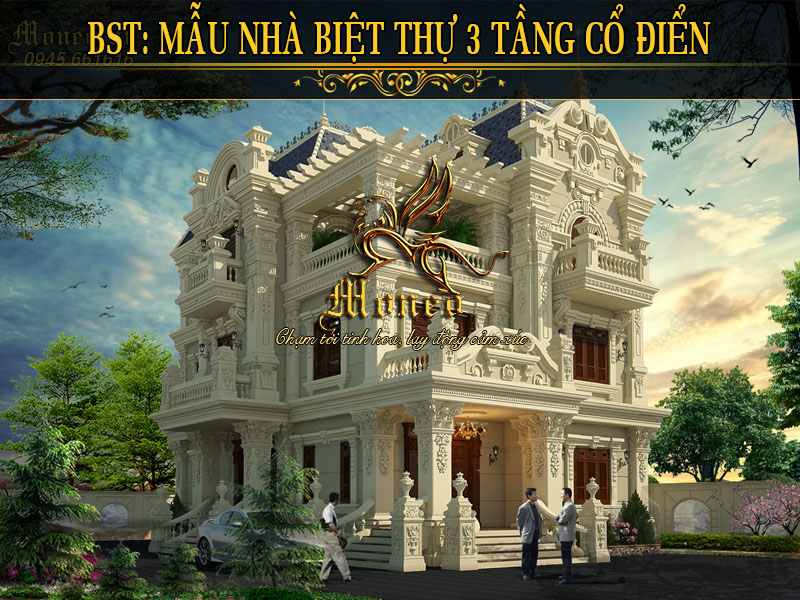 Mẫu thiết kế nhà biệt thư 3 tầng cổ điển