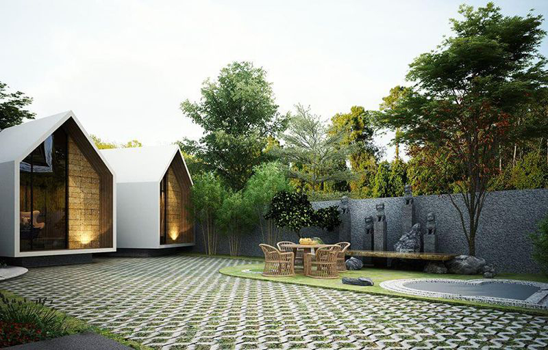 thiết kế nhà biệt thự vườn cao cấp 1 tầng hiện đại