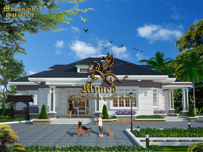 nhà vườn 1 tầng tân cổ điển