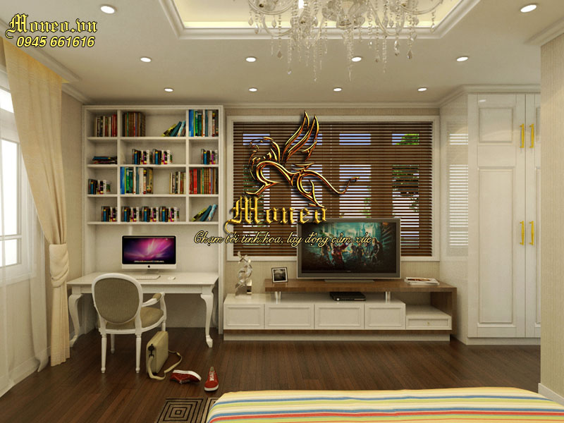 phòng ngủ biệt thự 2 tầng mái thái hiện đại