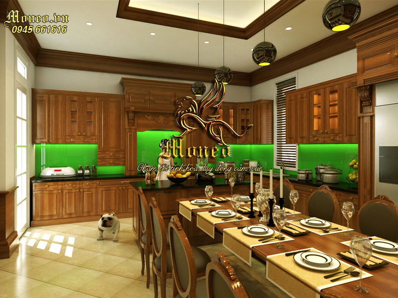 không gian phòng ăn biệt thự 2 tầng mái thái hiện đại