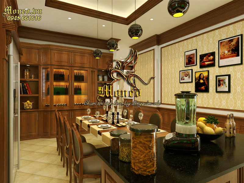 phòng ăn biệt thự 2 tầng mái thái hiện đại