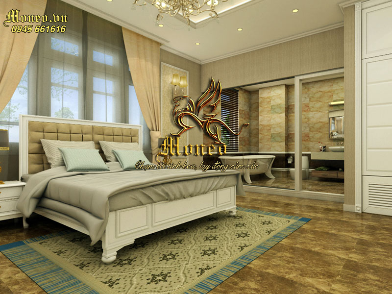 phòng ngủ biệt thự 2 tầng mái thái hiện đại